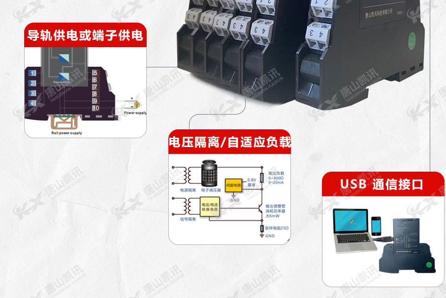 導(dǎo)軌供電或端子供電、電壓隔離/自適應(yīng)負(fù)載、USB通信接口也讓該產(chǎn)品能夠更快速的提供產(chǎn)品功效。